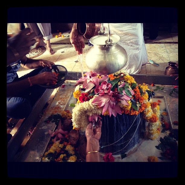 Hindu temple - offering milk