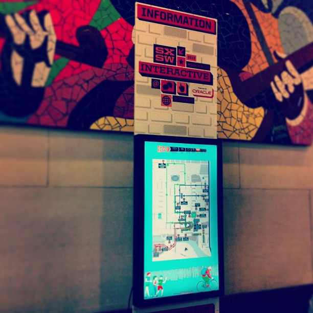 { #SXSW2013} Trusty bulletin board is also available digitally! From seminar schedules to venue shuttle routes☆ 便利なデジタル掲示板！セミナー情報からシャトルバス路線まで★