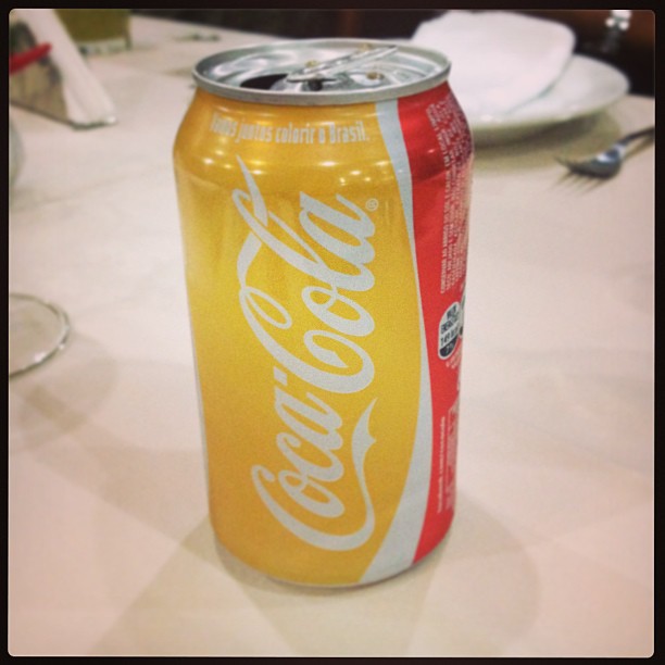 Brazilian coca cola comes in yellow:) SAYA