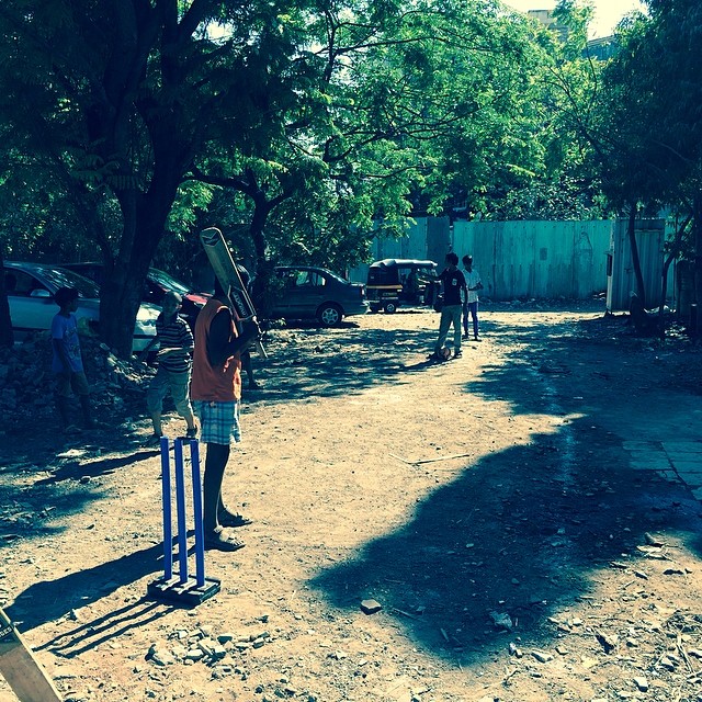 Local kids playing cricket